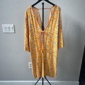 Jessica Simpson Butterscotch Southern Beauties Boho Yellow Floral Kimono NWT OS